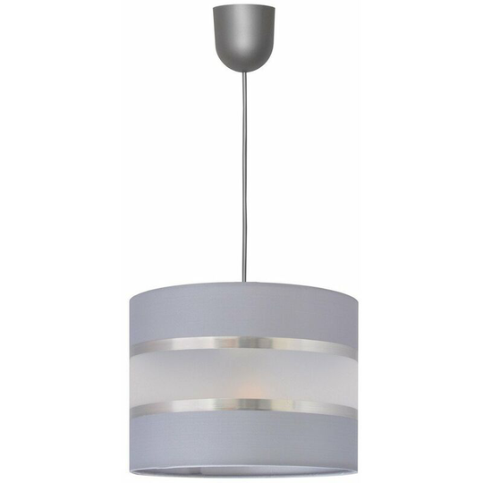 Helam Helen Cylindrical Pendant Ceiling Light Grey, Silver 20cm