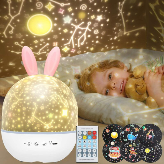 Kids Star Projector Night Light - Rotating Starry Lamp Projection Light with Music 6 Movies Timer 360 ° Rotating Galaxy Sky Lights, Toys Gifts for