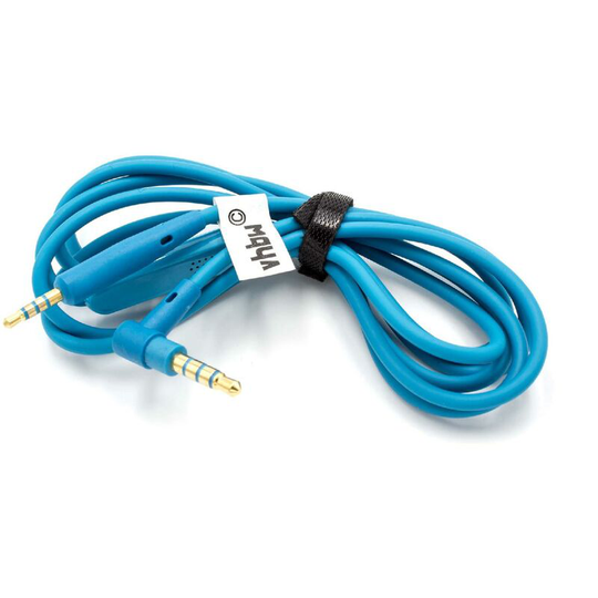 Vhbw - Audio aux Cable compatible with Bose QuietComfort QC35-2 Headphones - Audio Cable, 3.5 mm Jack, Microphone, Answer Button Blue