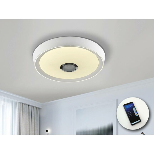Schuller Jazz - Integrated led Flush Ceiling Light with Remote Control Matt White