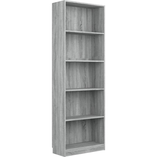 Vidaxl - 5-Tier Book Cabinet Grey Sonoma 60x24x175 cm Engineered Wood Grey