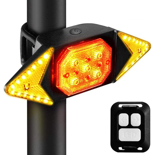 Aougo - Bike Turn Signal Light, Bike Rear Light, usb Rechargeable Wireless Bike Flashing Lights Cycling Warning Light, 6 Lighting Modes to Ensure