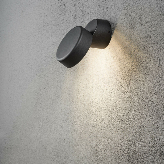 Konstsmide Vicenza Outdoor Modern Wall Light, Black, High Power led, 4W, IP44