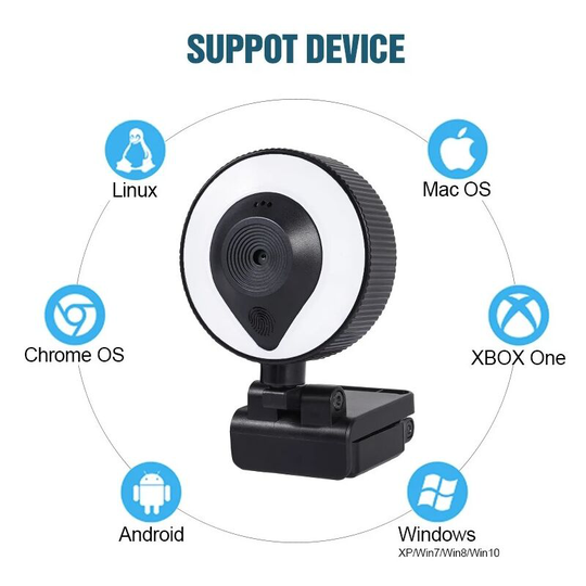Hd 1080P Camera, with Microphone Beauty Fill Light Super Wide-angle Video Call, pc Camera, Monitor - Muff