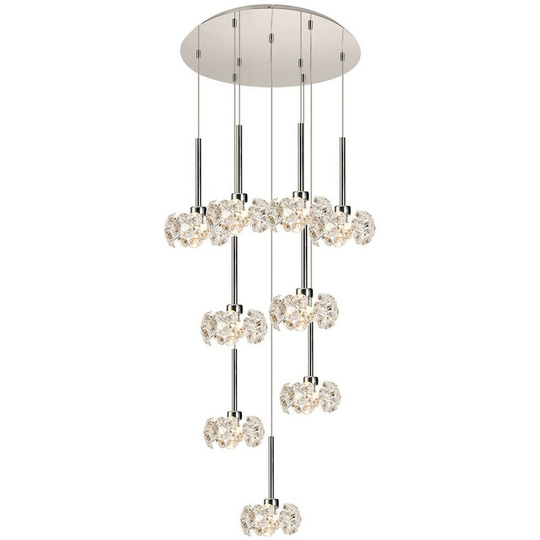 Luminosa Lighting - Luminosa Salisbury 9 Light G9 Universal 2.5m Round Multiple Ceiling Pendant And Crystal Shade, Polished Chrome