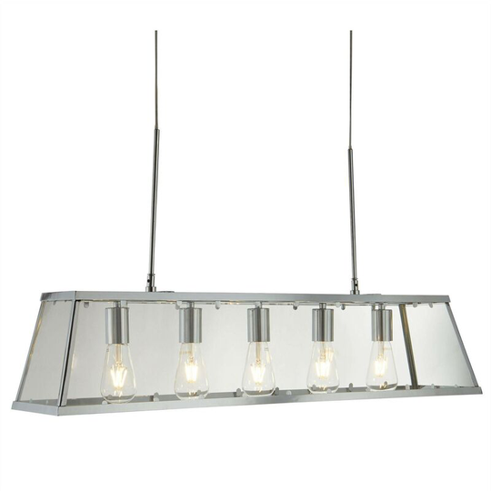 Searchlight Voyager - 5 Light Ceiling Pendant Bar Chrome, Clear, E27