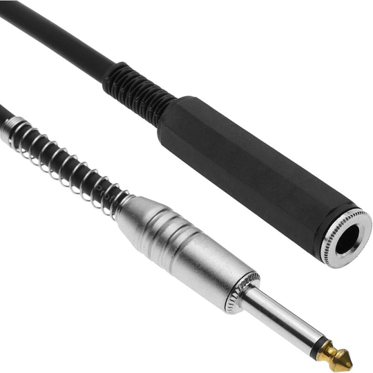 Audio Cable 6.3mm microphone jack mono instrument Male to Female 20m - Bematik