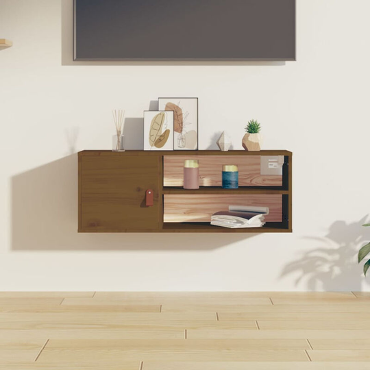 Asupermall - Wall Cabinet Honey Brown 80x30x30 cm Solid Wood Pine