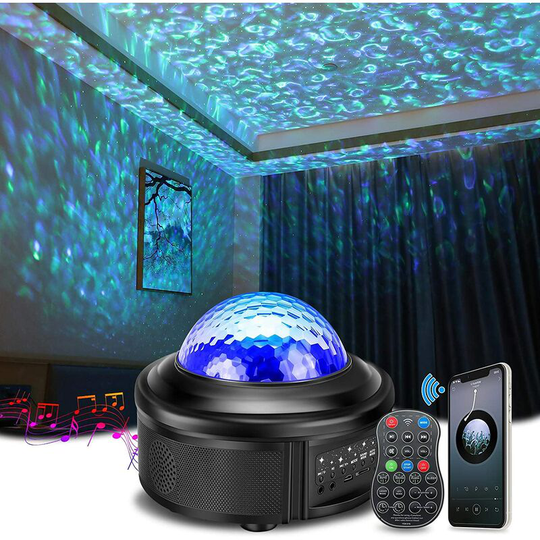 Bearsu - Rotating Star Projector, led Star Projector have 21 Modes, Adjustable Brightness Rotating Cloud Projector Lamp with Bluetooth Speaker/Remote