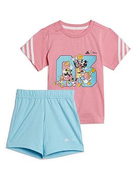 adidas Disney Toddler Girls Mickey Mouse Short & Tee Set - Light Pink, Light Pink, Size 0-3 Months, Women