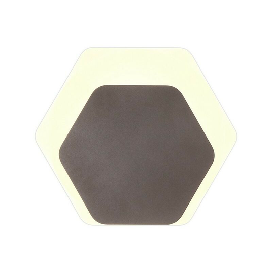 Magnetic Base Wall Lamp, 12W led 3000K 498lm, 15, 19cm Horizontal Hexagonal Bottom Offset, Coffee, Acrylic Frosted Diffuser - Luminosa Lighting