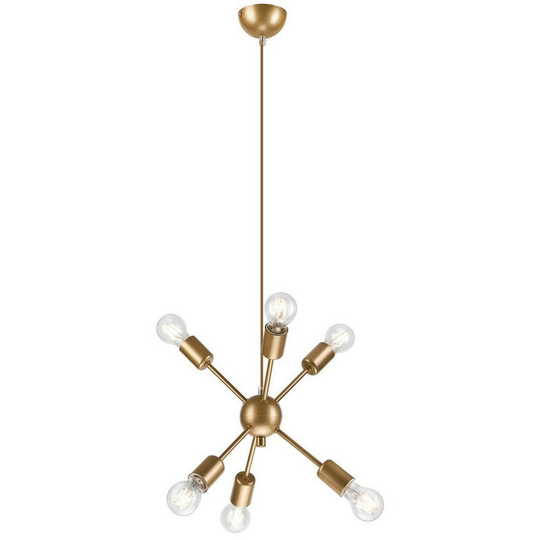 Ruby Contemporary Multi Arm Pendant Ceiling Light Golden, 6x E27