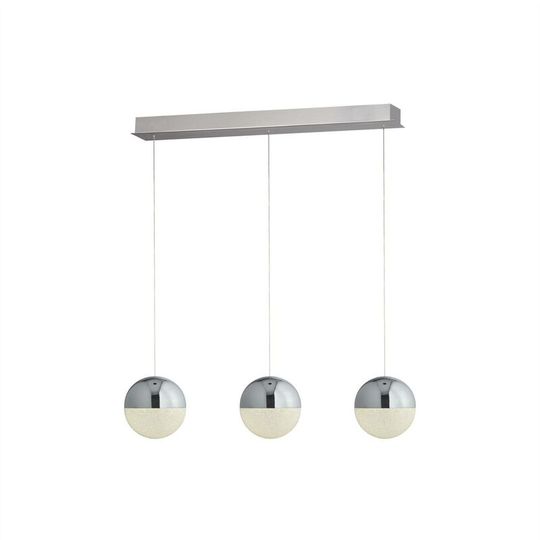 Searchlight Lighting - Searchlight Marbles - Integrated led 3 Light Globe Bar Pendant Ceiling Light Chrome, Silver