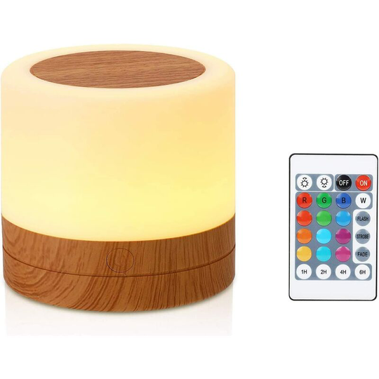 Aougo - Night Light Mini Multicolor 360° Bedside Lamp Rechargeable Night Light with Touch Adjustable Brightness Remote Control