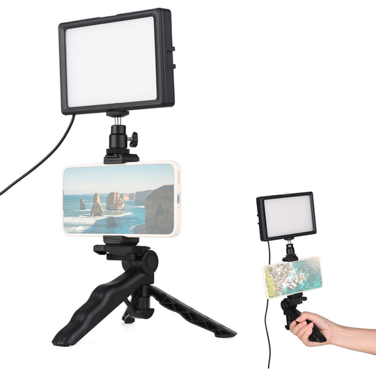 Andoer Desktop Lighting Kit Professional led Video Light + Adjustable Tripod 120PCS Light Beads Bi-Color Temperature 3200-5600K 14 Levels of