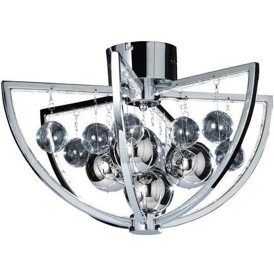 Endon Muni - 1 Light Flush Ceiling Light Chrome Glass Balls