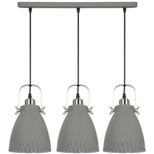 Italux Lighting - Italux Franklin - Industrial And Retro Hanging Pendant Satin Grey 3 Light with Grey Shade, E27