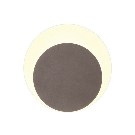 Magnetic Base Wall Lamp, 12W led 3000K 498lm, 15, 19cm Round Bottom Offset, Coffee, Acrylic Frosted Diffuser - Luminosa Lighting