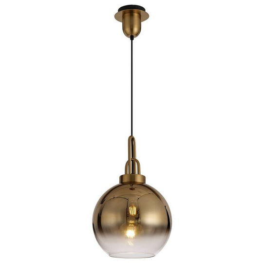 Luminosa Lighting - Dome Ceiling Pendant E27 With 30cm Globe Glass, Brass Gold, Matt Black, Clear