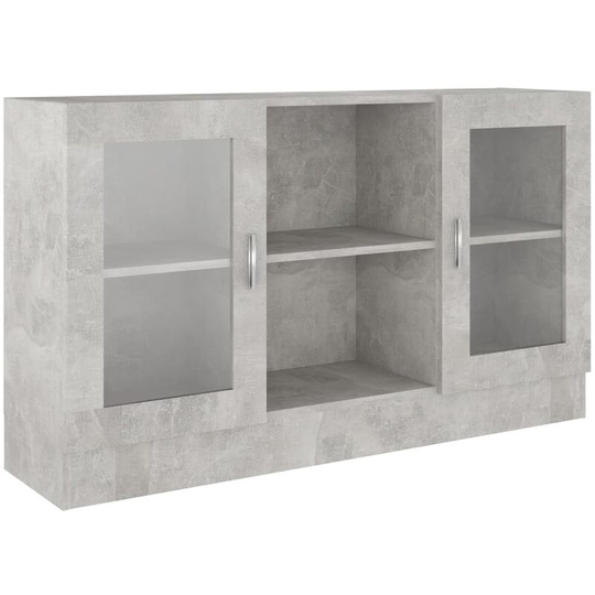 Vitrine Cabinet Concrete Grey 120x30.5x70 cm Engineered Wood Vidaxl Grey