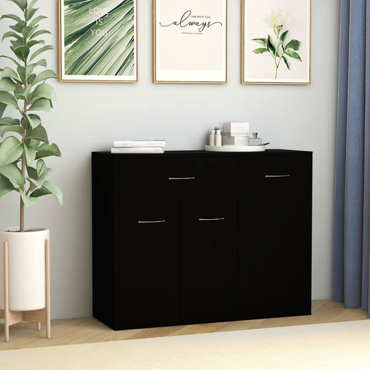 Sideboard Black 88x30x70 cm Chipboard - Hommoo