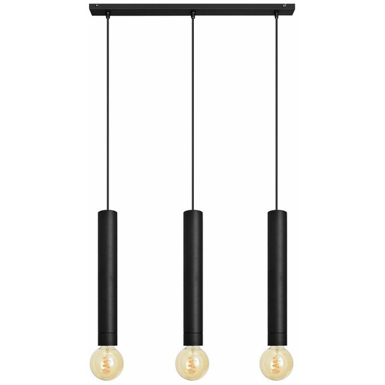 Helam Lighting - Helam Tuba Straight Bar Pendant Ceiling Light Black 60cm