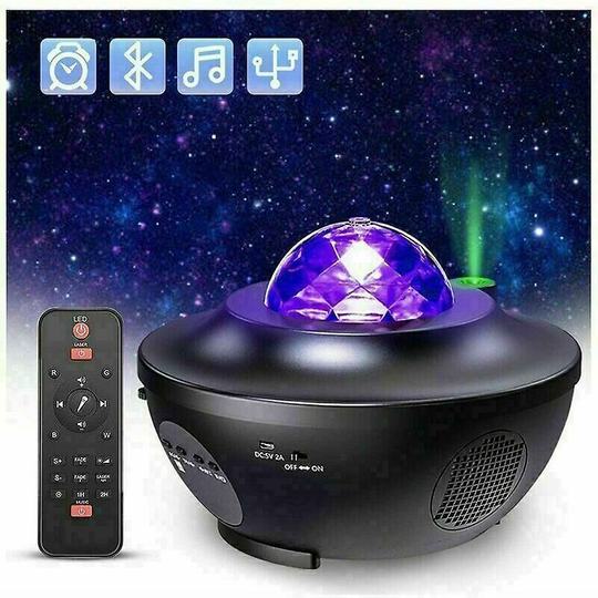 FlkwoH Led Canvas Projector Lamp, Rotating Night Light Projector With 21 Modes & Remote Control & Timer & Speaker & Bluetooth