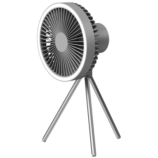 Outdoor Tripod Fan usb Rechargeable Camping Desk Fan Portable Ceiling Fan with 3 Speeds Adjustable - Grey&10000mAh