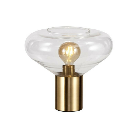 Luminosa Lighting - Wide Table Lamp, 1 x E27, Ancient Brass, Clear Glass