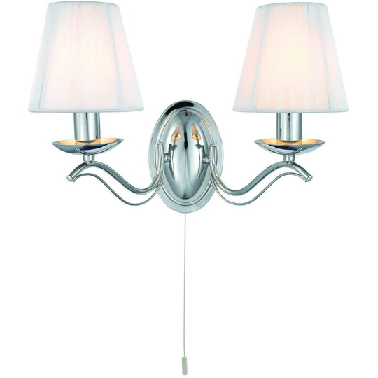 Searchlight Andretti - 2 Light Indoor Candle Wall Light Chrome with Shades, E14