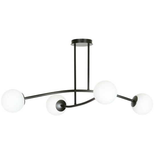 Emibig Halldor Black Globe Ceiling Light with White Glass Shades, 4x E14