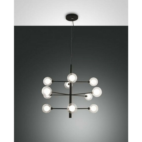 Fabas Luce Dalila Multi Arm Pendant Ceiling Light Black Glass, G9