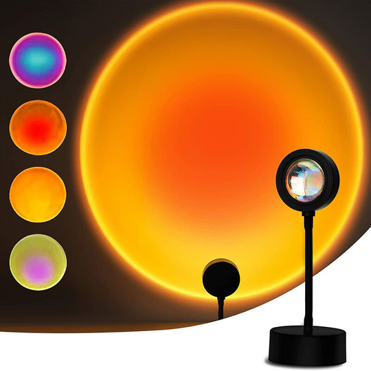 Qersta - Sunset Lamp, 15 Colors led Sunset Projection Lamp 360 Rotation usb 10 Adjustable Brightness Sunset Projector Romantic Decorative Atmosphere