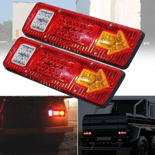 2pcs 12V Truck Trailer Tail Light 19 LED Waterproof Brake Light Reverse Turn Signals Taillights License Lights for Camper Trailer Van Snowmobile