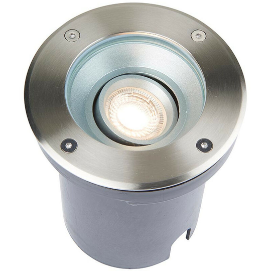 Saxby Lighting - Saxby Pillar Tilt Outdoor Recessed Ground Light Brushed Stainless Steel & Clear Glass IP67