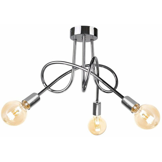 Keter Rumba Multi Arm Semi Flush Ceiling Light Silver, 50cm, 3x E27
