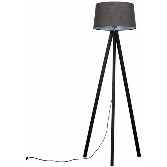 Barbro Tripod Floor Lamp in Black with Doretta Shade - Dark Grey - No Bulb