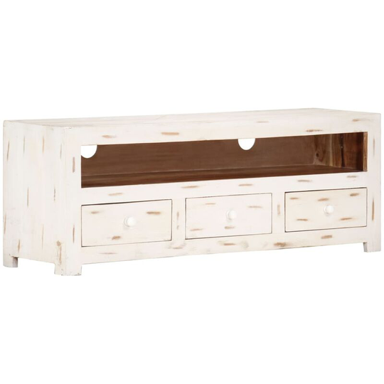 Vidaxl - tv Cabinet Solid Wood Acacia 110x30x40 cm White White