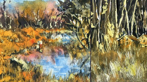 Loose Natural Landscapes - Combining Watercolor and Gouache
