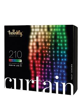 Twinkly 210L 5Mm Matt+Clear Flat Rgbw Lens Light Curtain, 10 Drops Of 10 Lamps, 1 M Wide, 2,1 M Long, 10Cm Lamp Spacing, Transparent Wire, Bt+Wifi, Gen Ii, Ip44