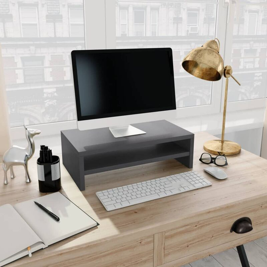 Monitor Stand Grey 42x24x13 cm Chipboard - Grey