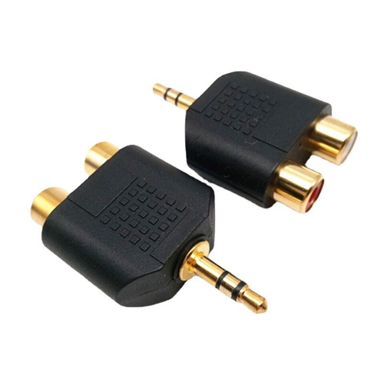 BR-Vie 2 Pack 3.5mm Male Stereo Audio Splitter Adapter to 2 rca Female Jack y Plug Gold Plated