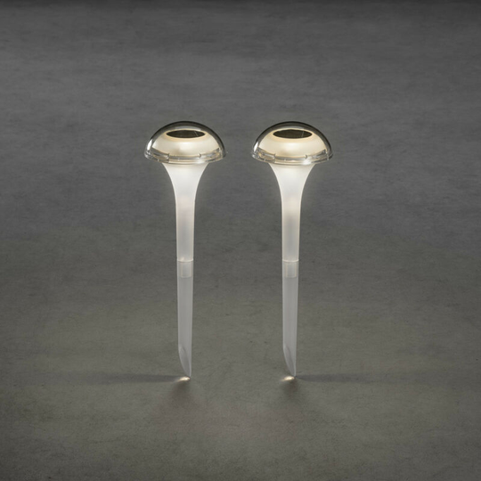 Konstsmide Lighting - Konstsmide Assisi Outdoor Spike Dome Solar Spike Set Of Two Standing Light Frosted, IP44