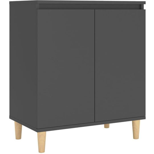 Sideboard with Solid Wood Legs Grey 60x35x70 cm Engineered Wood Vidaxl Grey