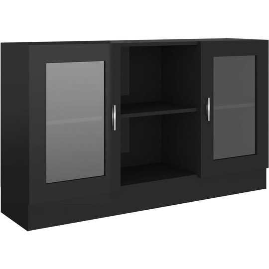 Vitrine Cabinet High Gloss Black 120x30.5x70 cm Engineered Wood Vidaxl Black