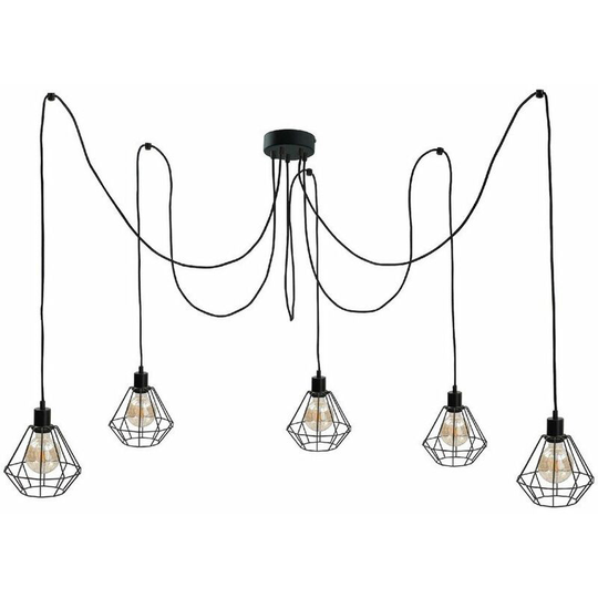 Keter Lighting - Keter Foskal Cluster Pendant Ceiling Light Black, 5x E27