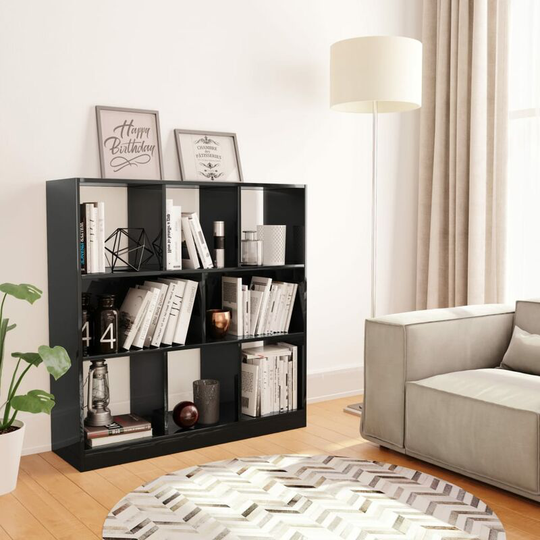 Asupermall - Book Cabinet High Gloss Black 97.5x29.5x100 cm Chipboard