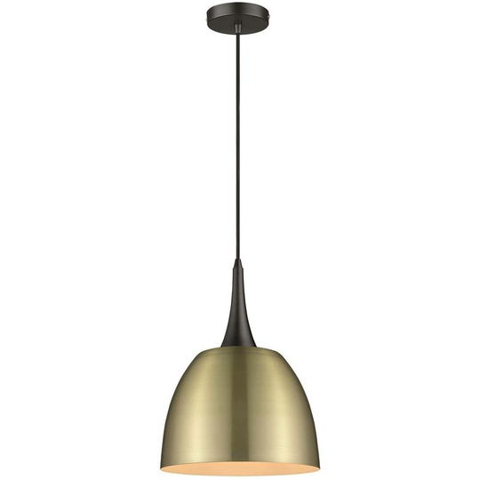 Spring Lighting - 1 Light Dome Ceiling Pendant Antique Brass, Black, E27