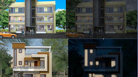 Photoshop in advance detail (Post Render, Night, Rain)