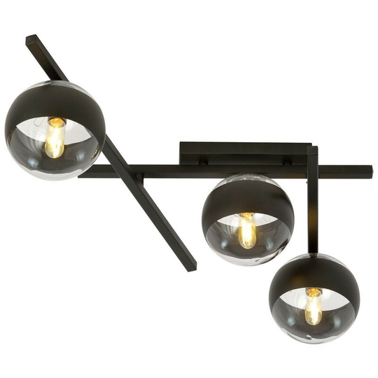 Emibig Smart Black Globe Ceiling Light with Clear,Black Glass Shades, 3x E14